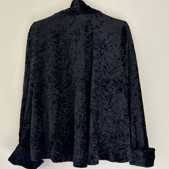 Connected crushed velvet look open cardigan jacket cuffed sleeve gothic Emo S - Picture 6 of 11